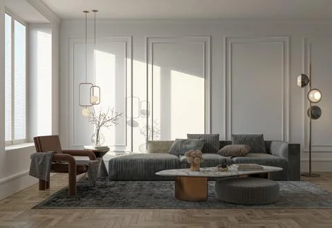 Living room 3d render Stock Illustration