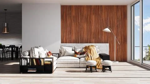 Living room 3d render Stock Illustration