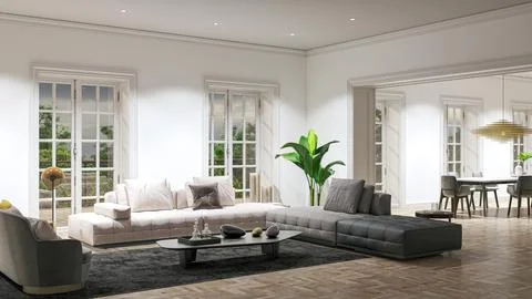 Living room 3d render Stock Illustration