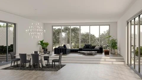 Living room 3d render Stock Illustration