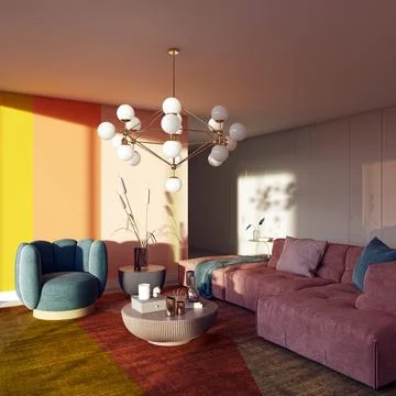Living room 3d render Stock Illustration