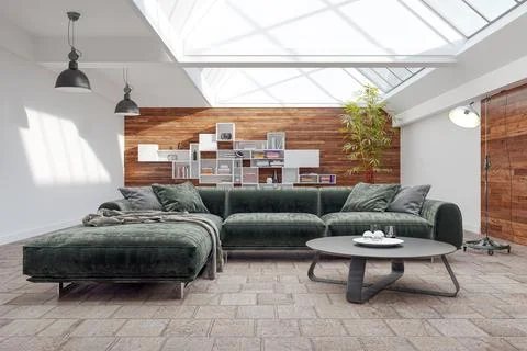 Living room 3d render Stock Illustration