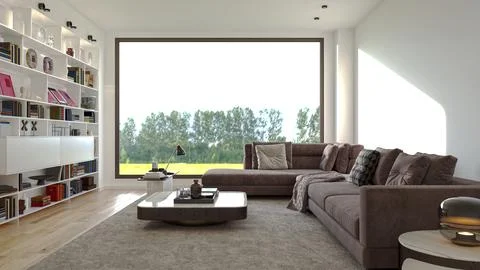 Living room 3d render Stock Illustration