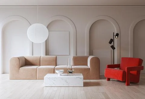 Living room 3d render Stock Illustration