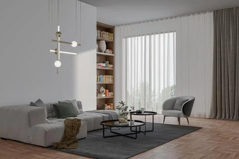 Living room 3d render Stock Illustration