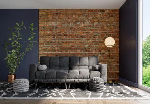 Living room 3d render Stock Illustration