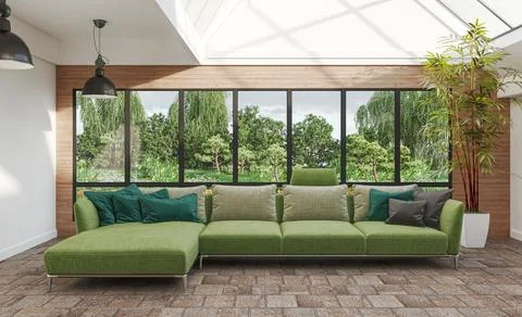 Living room 3d render Stock Illustration