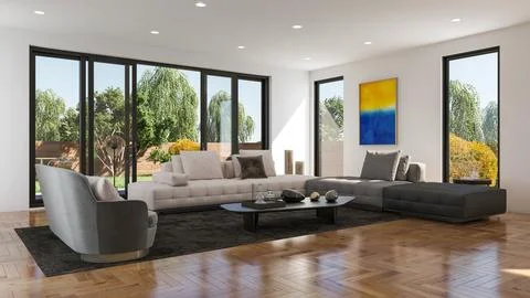 Living room 3d render Stock Illustration