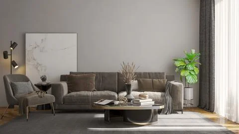 Living room 3d render Stock Illustration