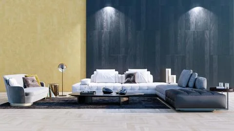 Living room 3d render Stock Illustration