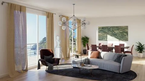 Living room 3d render Stock Illustration
