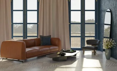 Living room 3d render Stock Illustration