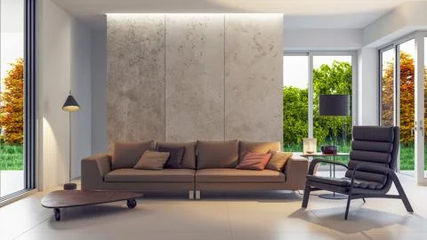 Living room 3d render Stock Illustration