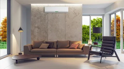 Living room 3d render Illustrazione stock