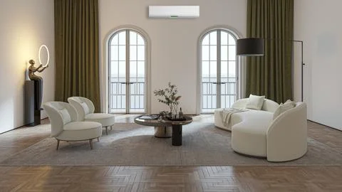 Living room 3d render Stock Illustration