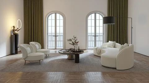 Living room 3d render Stock Illustration