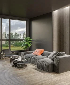 Living room 3d render Stock Illustration