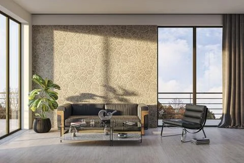 Living room 3d render Stock Illustration