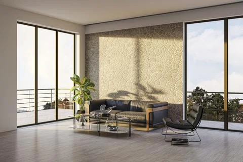 Living room 3d render Stock Illustration