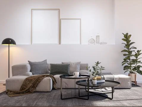 Living room 3d render Stock Illustration