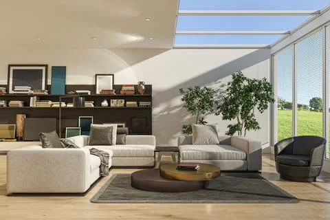 Living room 3d render Stock Illustration