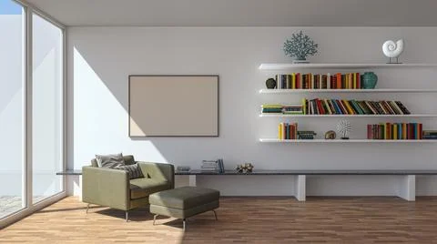 Living room 3d render Illustrazione stock