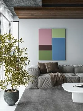 Living room 3d render Stock Illustration
