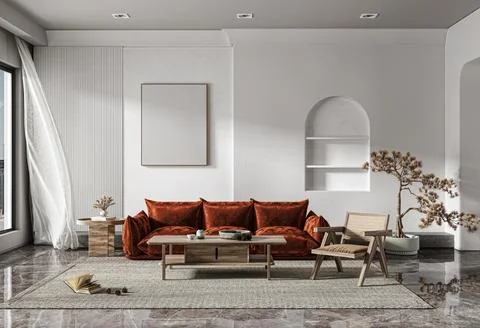 Living room 3d render Stock Illustration