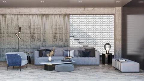 Living room 3d render Stock Illustration