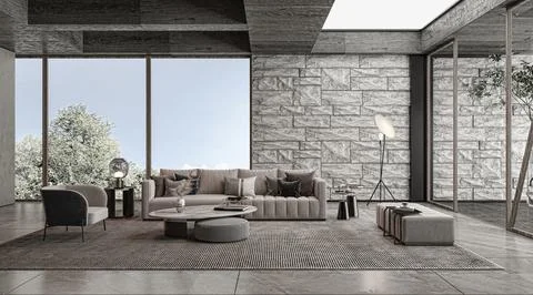 Living room 3d render Stock Illustration