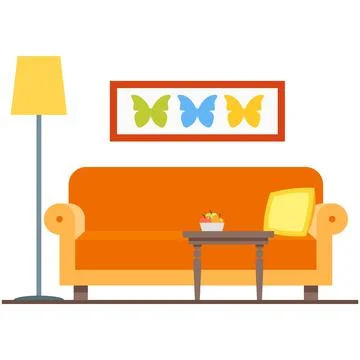 Living room design interior vector isolated on white Stock Illustration