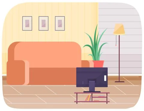 Living room design layout. Interior and arrangement of furniture in apartment Illustrazione stock