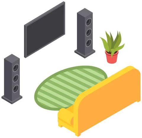 Living room design layout. Interior and arrangement of furniture in apartment Stock Illustration