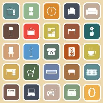 Living room flat icons on light background Stock Illustration