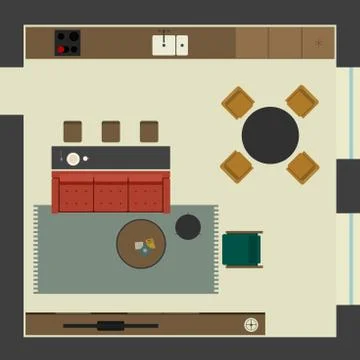 Living room in flat style Ilustración de archivo