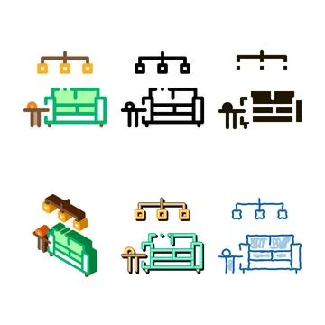 Living room icon vector set outline イラスト素材
