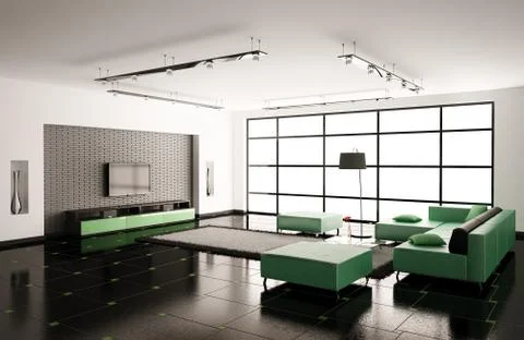 Living room interior 3d Stock Illustration