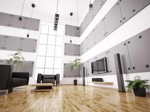 Living room interior 3d render Stock Illustration