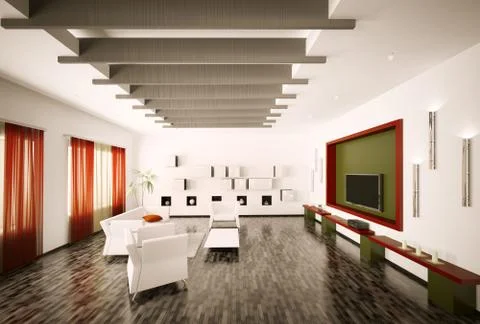 Living room interior 3d render Stock Illustration