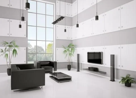 Living room interior 3d render Stock Illustration