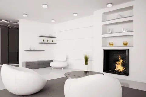 Living room interior 3d render Stock Illustration