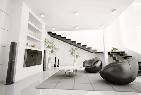 Living room interior 3d render Stock Illustration