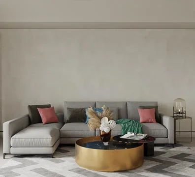 Living room interior, 3d render Stock Illustration