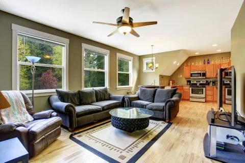 Living room interior with creative coffee table Stock Photos