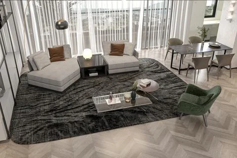 Living room interior design with table chair and sofa furniture setup room Stock-Illustration