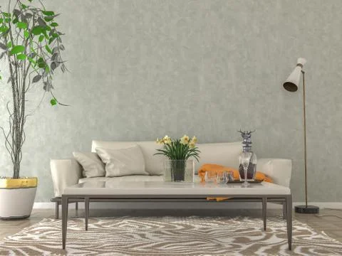 Living room interior - empty wall background イラスト素材