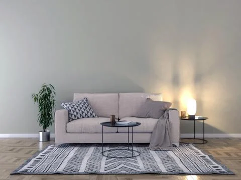 Living room interior - empty wall background Stock Illustration