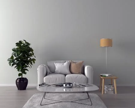 Living room interior - empty wall background Illustrazione stock