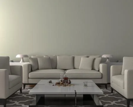 Living room interior - empty wall background Stock Illustration