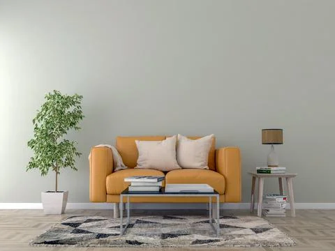 Living room interior - empty wall background Ilustración de archivo